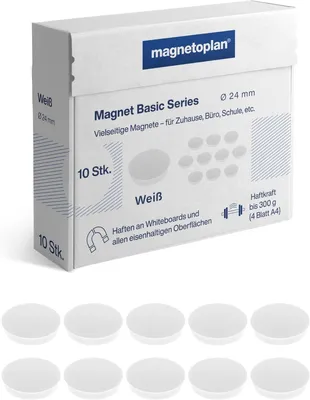 Immagine prodotto di magnetoplan 1862400 magnetoplan Magnete rotondo "Basic", 24 mm, bianco