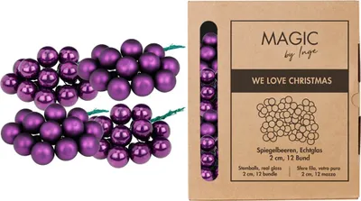 Produktbild von Weihnachtskugeln am Draht 2cm Glas 144 Stück - Purple Symphony