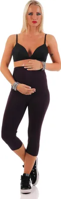 Immagine prodotto di Leggings premaman 3/4 in cotone con fascia elastica in vita EU Prugna M/38