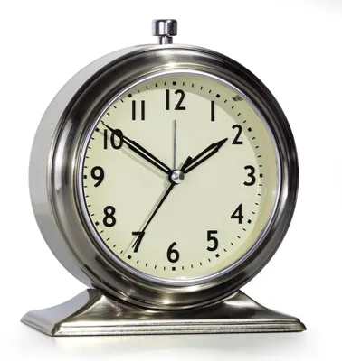 Productafbeelding van Wekker - Stil - 10,2 cm - Metaal - Met nachtlampje