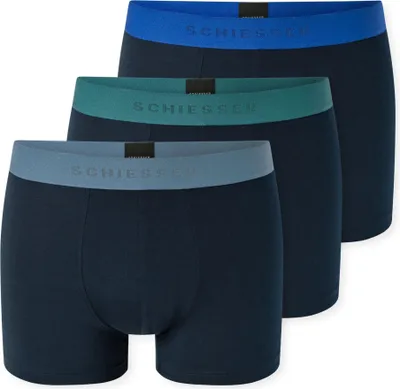 Produktbild von SCHIESSER Herren Boxershorts 3er Pack - Serie "95/5", Unterhose, Logobund Blau/Grün/Grau 3XL