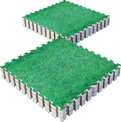 Produktbild von GORILLA SPORTS® Schutzmatten Set - 16 Matten, 60x60x1,2 cm, rutschfeste, EVA Schaumstoff, 5,76 m²,  Grasoptik - Bodenschutzmatten Fitness, Bodenmatte, Puzzlematten, Unterlegmatte, Trainingsmatten