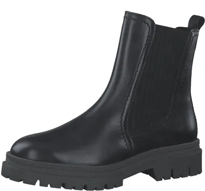 Obrázok produktu pre Čižmy Marco Tozzi, model Chelsea, z kože, s opätkom, čierna (čierna/khaki), veľkosť 40