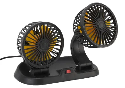 Imagen del producto de Encendedor doble para cigarros con ventilador de refrigeración para coche, incluye pegatinas. Ventilador de refrigeración para vehículos de 12V (camiones, caravanas, coches, barcos, autobuses) con 2 velocidades y ajuste de 360 grados