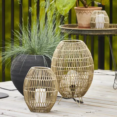 Dekoleuchte/Lampenschirm - D: 30cm, H: 46cm - für E27 Fassungen - outdoor - beige