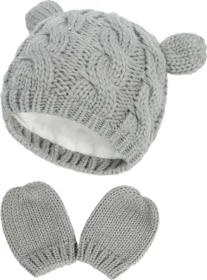 Produktbild von Neugeborene Baby Winter Set - Warme Strickmütze & Handschuhe für Säuglinge (Mädchen & Jungen)