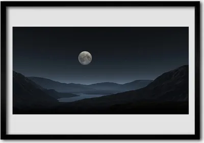 Produktbild von Bild 100x70 MDF-Rahmen Wandkunst Nachtmondlandschaft