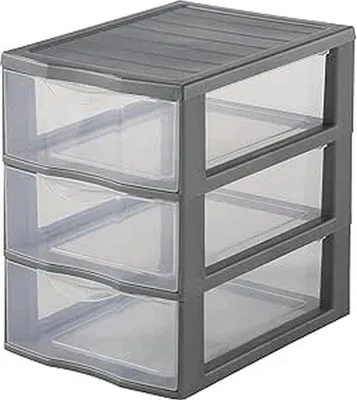 Obrázok produktu pre Plastová úložná krabica s 3 priehľadnými priehradkami formátu A5, stohovateľná, krabica na šperky, 255 cm