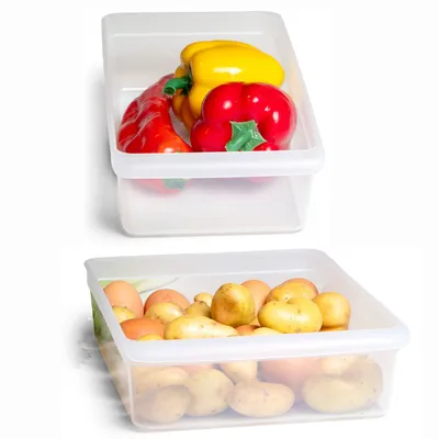 Immagine prodotto di Novaliv organizer frigorifero set di 2 organizer frigorifero medio + grande Organizzatore cucina senza BPA Organizzatore frigorifero Organizzatore frigorifero sicuro per gli alimenti Organizzatore bottiglie scomparto frigorifero