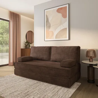Produktbild von Masseno Schaumstoffsofa SILAR mit Schlaffunktion, Schlafsofa, Wohnzimmersofa, Couch, Sofa, Bettsofa, Kordstoff – Braun POSO 06