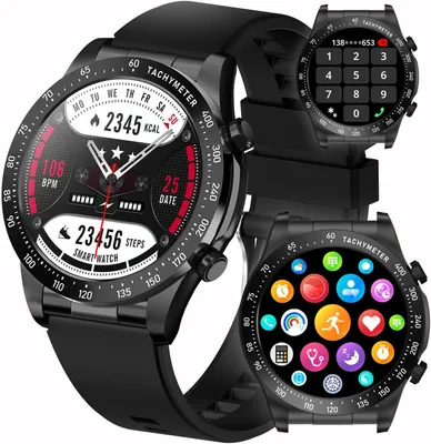 Produktbild von Herren-Smartwatch 1,4" AMOLED Fitness Tracker mit Herzfrequenz-, Schlaf- und Blutsauerstoffmonitor, Bluetooth-Anrufe, IP67 wasserdicht, Schrittzähler