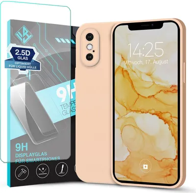 Produktbild von Hülle für Apple iPhone X mit 9H Displayglas Displayschutz Plus Case Cover Bumper Silikon Softgrip Schutzhülle Farbe: Rosa