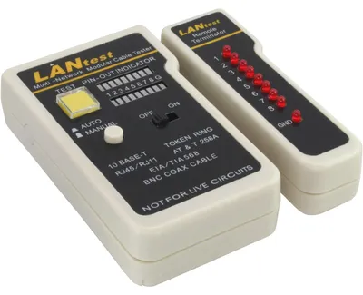 Obrázek produktu pro Testovací přístroj pro konektory BNC, RJ11, RJ45, včetně pouzdra, vhodný pro instalace sítí