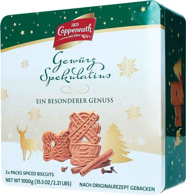 Zdjęcie produktu dla Coppenrath Spiced Speculoos 1 kg puszka świątecznych ciasteczek w ozdobnej puszce do przechowywania