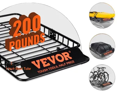 Produktbild von VEVOR Dachgepäckträger, 130,5 x 91,5 x 12,7 cm Dachgepäckträger mit 15 Cu Ft wasserdichtem Gepäckbeutel, 90 kg Tragfähigkeit Universeller Träger für SUV, Lkw, 64 x 39 x 6 Zoll