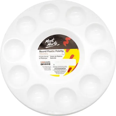 Produktbild von Mont Marte Malpalette Rund – 17cm – Ideale Farbpalette für Gouache, Acrylfarben,Wasserfarben, Malpalette mit insgesamt 11 Mischbrunnen