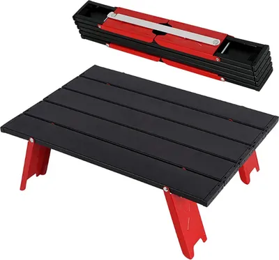 Produktbild von Klapptisch - Tragbar und multifunktional - Kompakt und faltbar - Schwarz Rot - Aluminium