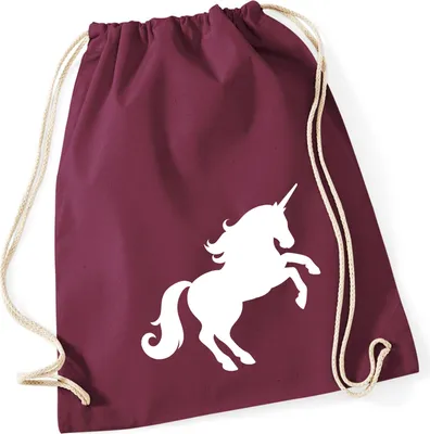 Produktbild von Huuraa Turnbeutel Einhorn Silhouette 12 Liter Burgundy Baumwolle Rucksack Geschenkidee
