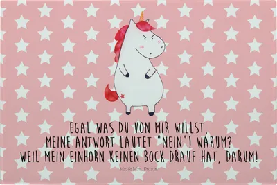 Produktbild von Mr. & Mrs. Panda Schneidebrett Aus Glas Einhorn Wut - Rot Pastell - Geschenk, schneidbrett, Lustig, Unicorn, Einhörner, Glasschneidebrett, Nein, Spaß, Hackbrett