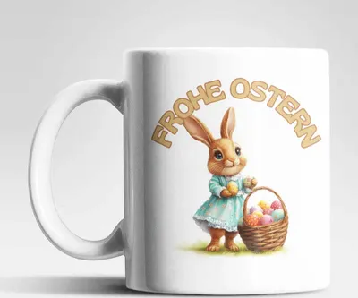 Produktbild von Ostern Hase Ostereier Kaffeetasse Teetasse Tasse Geschenkidee 325 ml – Hase-01