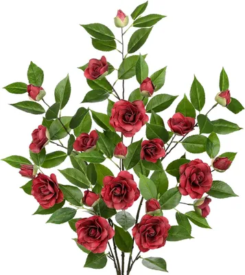 Produktbild von Künstliche Blumen Kamelien-Set, 3 Stück, realistisch, rot, 95 cm