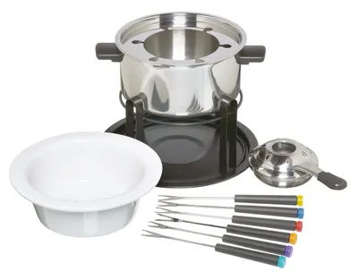 3-in-1 Fondue-Set für Schokolade, Fleisch und Käse, 6 Pers.