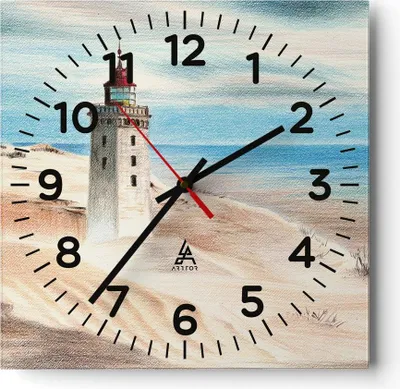 Produktbild von Wanduhr - Quadrat - Glasuhr - Laterne Meer Bild - 30x30cm - Schleichendes Uhrwerk - Lautlos - zum Aufhängen bereit - Dekoration Modern - Wanddekoration aus Glas - C4AC30x30-4764