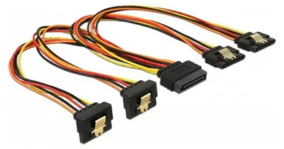 Image de Kabel SATA 15 Pin Strom Stecker mit Einrastfunktion > SATA 15 Pin Strom Buchse 2 x gerade / 2 x unten 30 cm