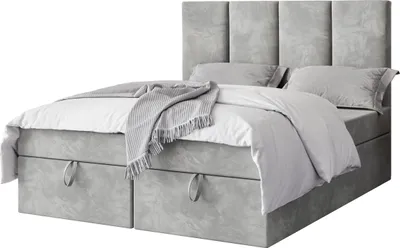 Produktbild von FURMEB24 - MALMO 100 x 200cm Boxspringbett mit zwei Bettk€sten - Polsterbett mit Holzrahmen - Doppelbett mit hohem Kopfteil - Grau