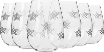 Obrázek produktu pro KROSNO Star Sklenice na bílé víno, vodu, Stříbrné hvězdičky, Sada 6, 500 ml