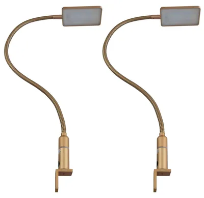 Produktbild von kalb | 4W LED Bettleuchte Leseleuchte Nachttischlampe Leselampe flexibel 2er Set messing matt