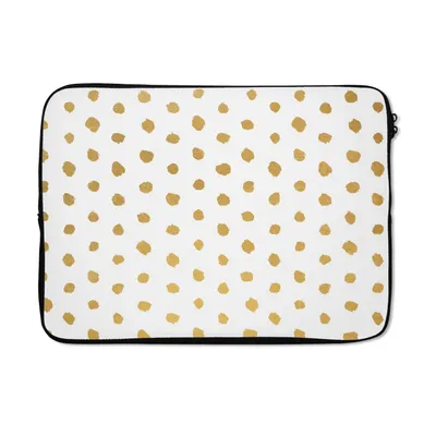 Produktbild von MuchoWow® Laptop Hülle 14 ZollGold - Weiß - Tupfen - Muster Laptoptasche - Laptoptasche - Stoßsicher - Schutzhaube