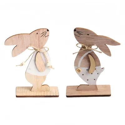 Osterdekoration Holzhasen 2er-Set, 15 cm, Tischdeko