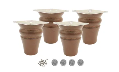 Obrázek produktu pro Dřevěná noha k nábytku, soustružená, 10 cm, buk, mořidlo ořech, upevnění