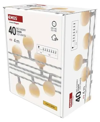 Produktbild von Emos D5AW01, Girlande, Polyvinylchlorid (PVC), Warmweiß, 4 m, Weiß, IP44