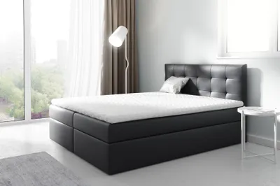 Produktbild von Boxspringbett Schlafzimmerbett PARLA 160x200cm Kunstleder Schwarz