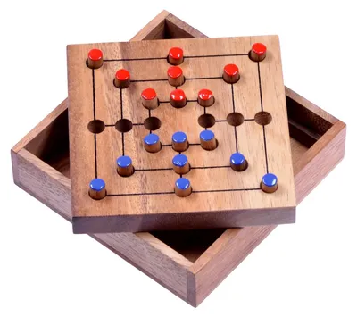 Produktbild von Mühle Gr. S – Holz Strategiespiel für 2 Spieler | Kompakt 10 x 10 cm & handgefertigt