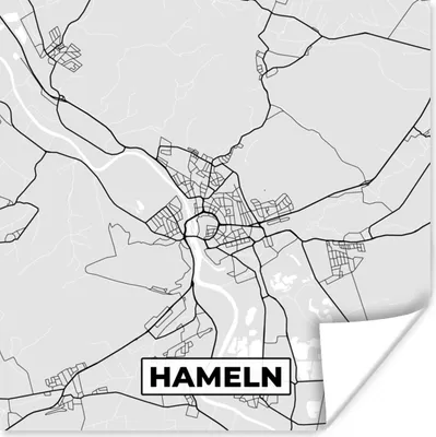 Produktbild von MuchoWow® Poster Karte - Deutschland - Hameln - Stadtplan - Karte 50x50 cm - Wohnzimmerdekoration