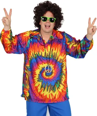 Produktbild von Batikhemd 70er Jahre Hemd Herren Gr. M - XXL, Größe:XXXL
