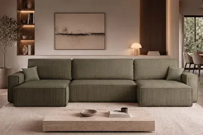 Produktbild von Kaiser Möbel Ecksofa mit schlaffunktion und bettkasten, Eckcouch BEST U XL  stoff Poso Olive