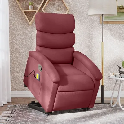 Produktbild von Cloris DesignMöbel Massagesessel mit Aufstehhilfe Weinrot Stoff , Klassische Sessel 2024 Neu