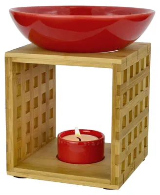 Productafbeelding van Geurlamp haardrood, bamboehout, keramiek, aromalamp