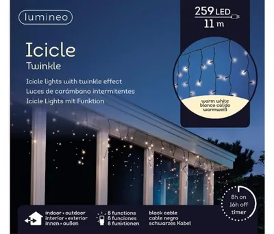 Produktbild von Kaemingk LED Lichtervorhang Lights Twinkle schwarz/warmes weiss 1100cm