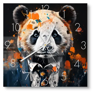 Produktbild von DEQOART Glasuhr 30x30 cm Zahlen 'Urbaner Panda-Stil' Wanduhr Glas Uhr Design leise Küchenuhr
