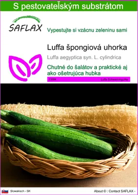 Obrázok produktu pre SAFLAX - Luffa špongiová uhorka - Luffa aegyptica syn. L. cylindrica - 10 Semená - S pestovateľským substrátom bez klíčkov