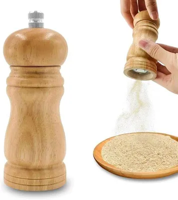 Obrázok produktu pre Drevený mlynček na korenie, 5 palcov, nastaviteľný, s možnosťou doplnenia