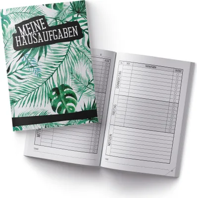 Produktbild von itenga Hausaufgabenheft Palmenblätter (Motiv 2) DIN A5, 96 Seiten