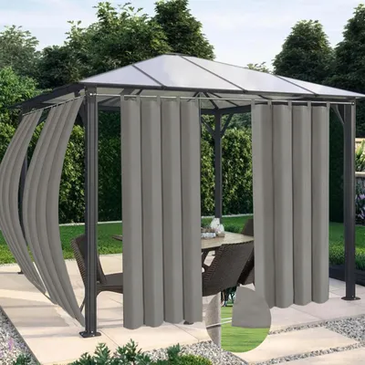 Immagine prodotto di Tenda impermeabile, antivento e oscurante con passanti; tende per soggiorno, camera da letto, giardino e terrazze; grigio; L132 x A274 cm