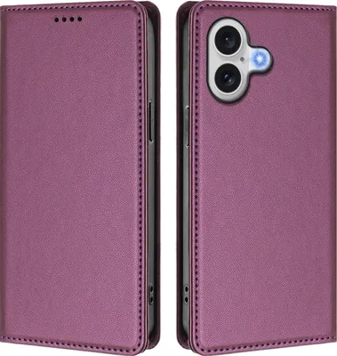 Produktbild von Handyhülle für iPhone 17, Kunstleder Klapphülle Stoßfeste Magnetische Hülle mit Ständer Lila