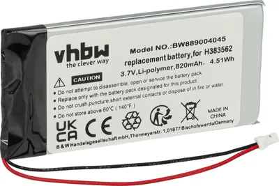 Produktbild von vhbw Akku Ersatz für Sennheiser 534403, H383562 für Wireless Headset Kopfhörer (820 mAh, 3,7 V, Li-Polymer)